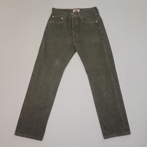 Vintage Levi's 501 Original Fit Men's Jeans Olive Green Button Fly Denim